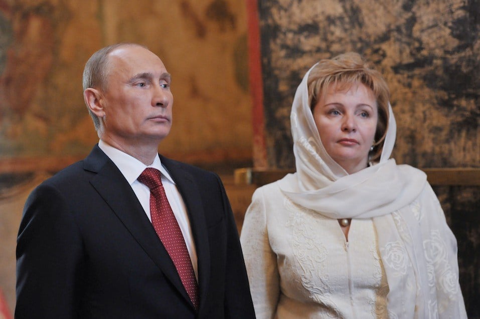 Russia's President Vladimir Putin and his wife Lyudmila attend a service at Blagoveshchensky