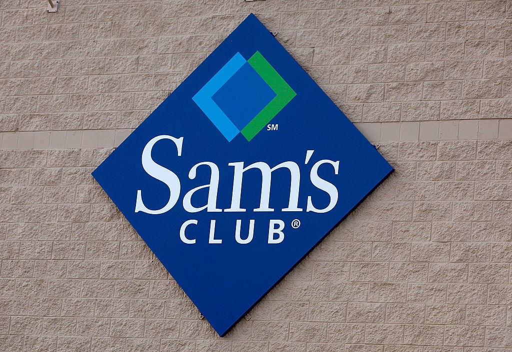 Sam's Club store A sign hangs on the side of a Sam's Club store