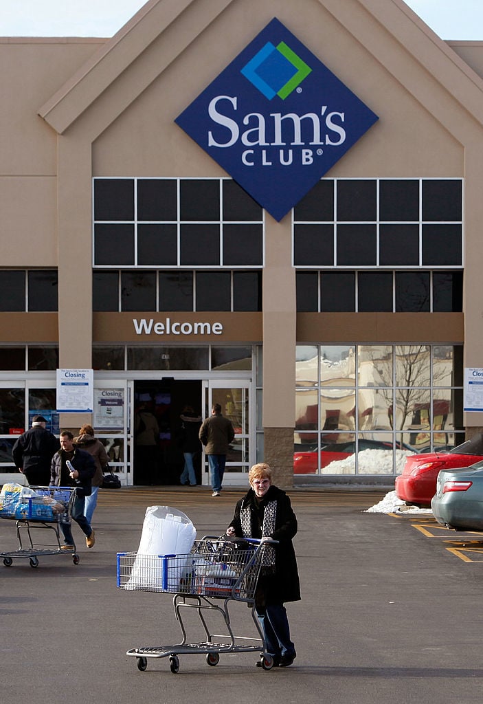 Shoppers leave a Sam's Club store
