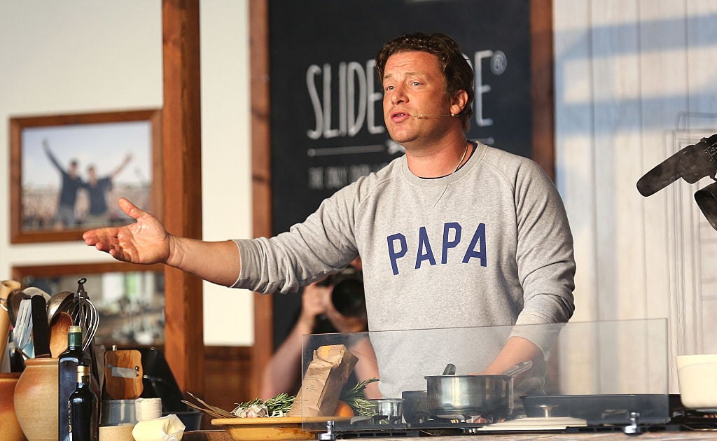 Jamie Oliver attends a cooking demonstration at the Neff Big Kitchen