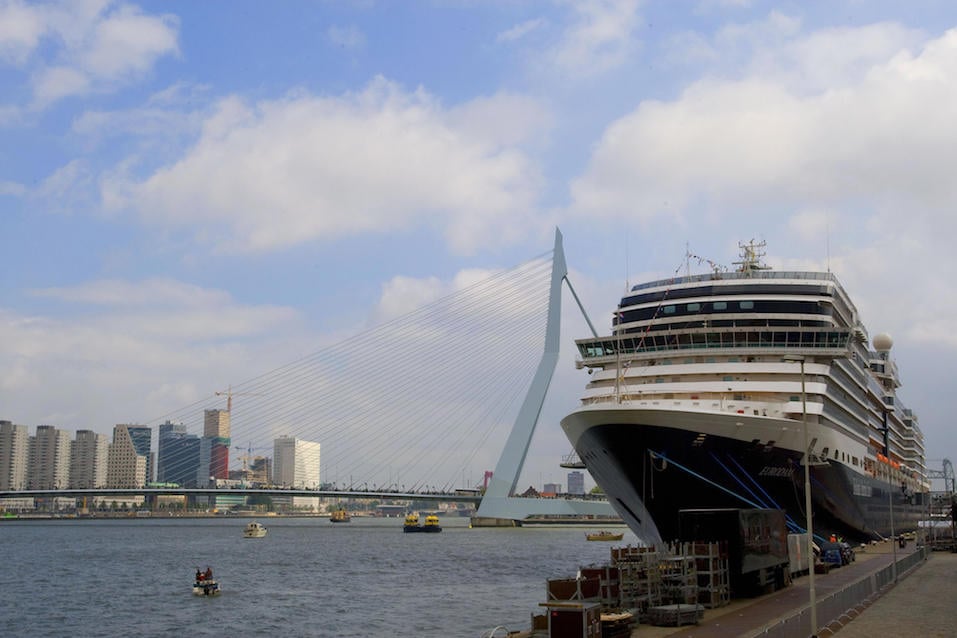 The Signature class cruise ship MS Eurodam arrives in the Dutch port