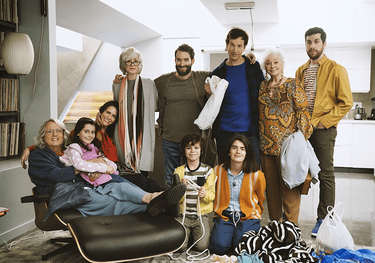 The cast of 'Transparent' standing and posing in their home.