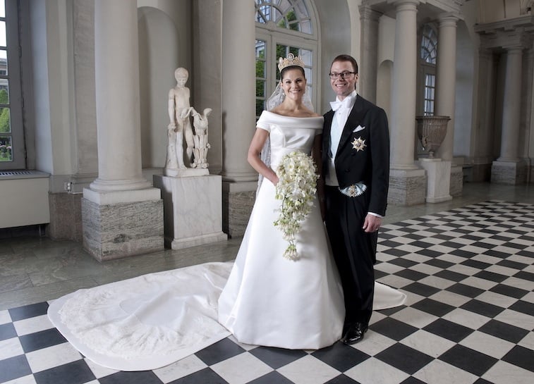 Crown Princess Victoria of Sweden and Prince Daniel, Duke of Vastergotland pose after their wedding in Storkyrkan Church on June 19, 2010 in Stockholm, Sweden.