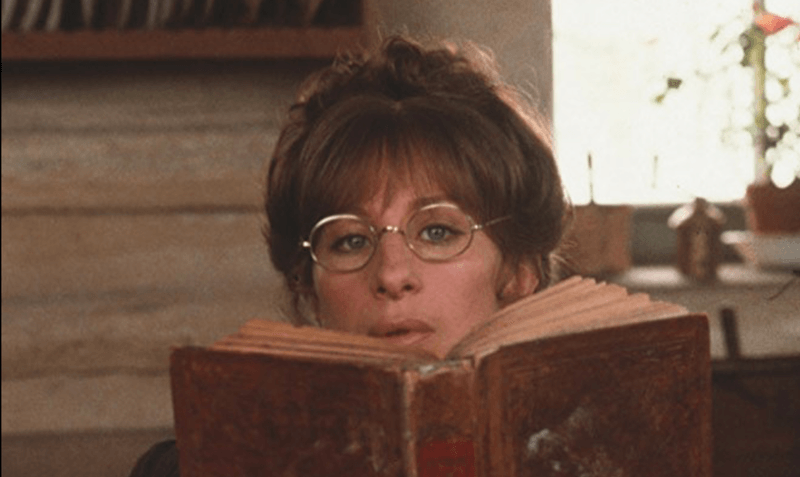 Barbara Streisand reading a book in 'Yentl'. Barbara Streisand reading a book in 'Yentl'.
