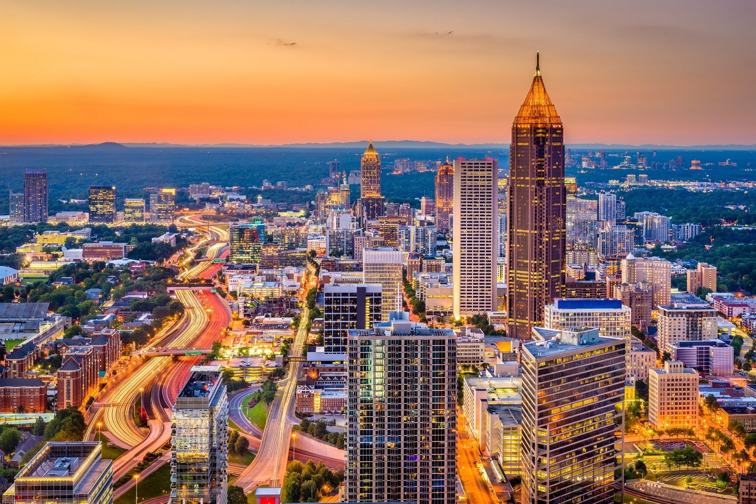 Atlanta, Georgia downtown skyline at dusk