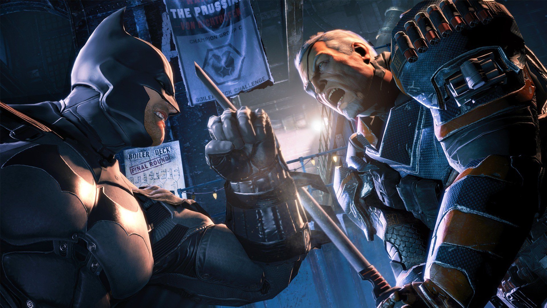 Deathstroke fights Batman in Arkham Origins Deathstroke fights Batman in Arkham Origins