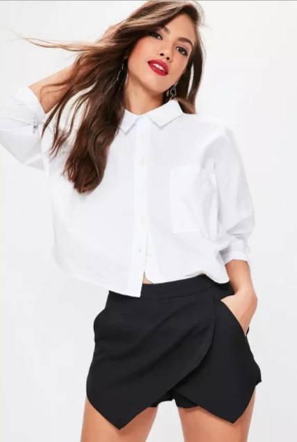 Black Wrap Detail Skort