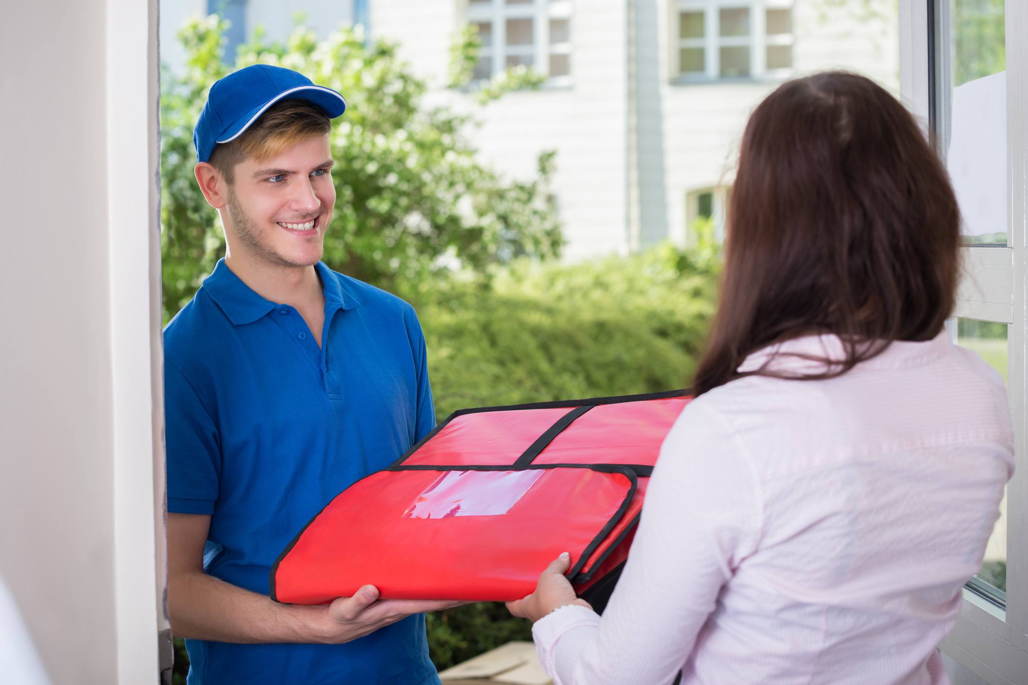 Man delivering pizza
