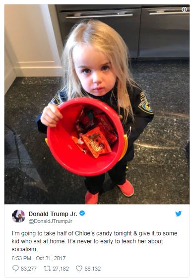 a tweet showing Chloe Trump as a cop