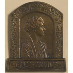 a bronze portrait of grace coolidge
