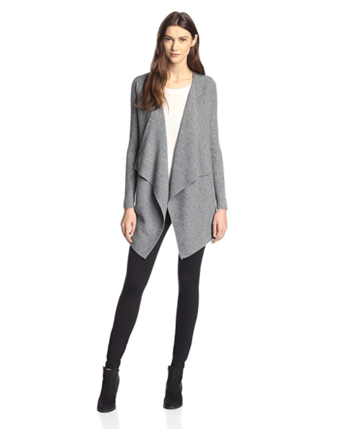 James & Erin Women's Rib Cascade Open Cardigan