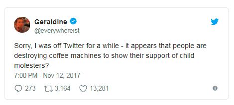 a tweet about keurig and child molesters a tweet about keurig and child molesters