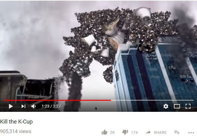 a youtube screenshot of a monster made of k-cups a youtube screenshot of a monster made of k-cups