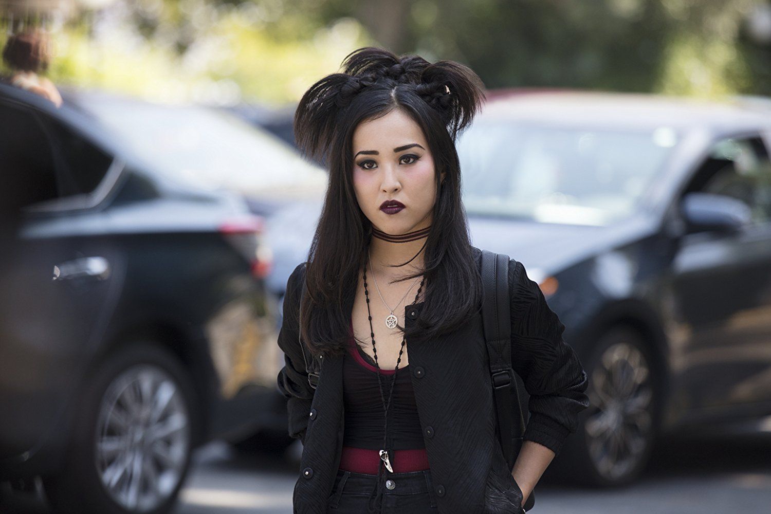 Lyrica Okano as Nico Minoru in Marvel's Runaways Lyrica Okano as Nico Minoru in Marvel's Runaways
