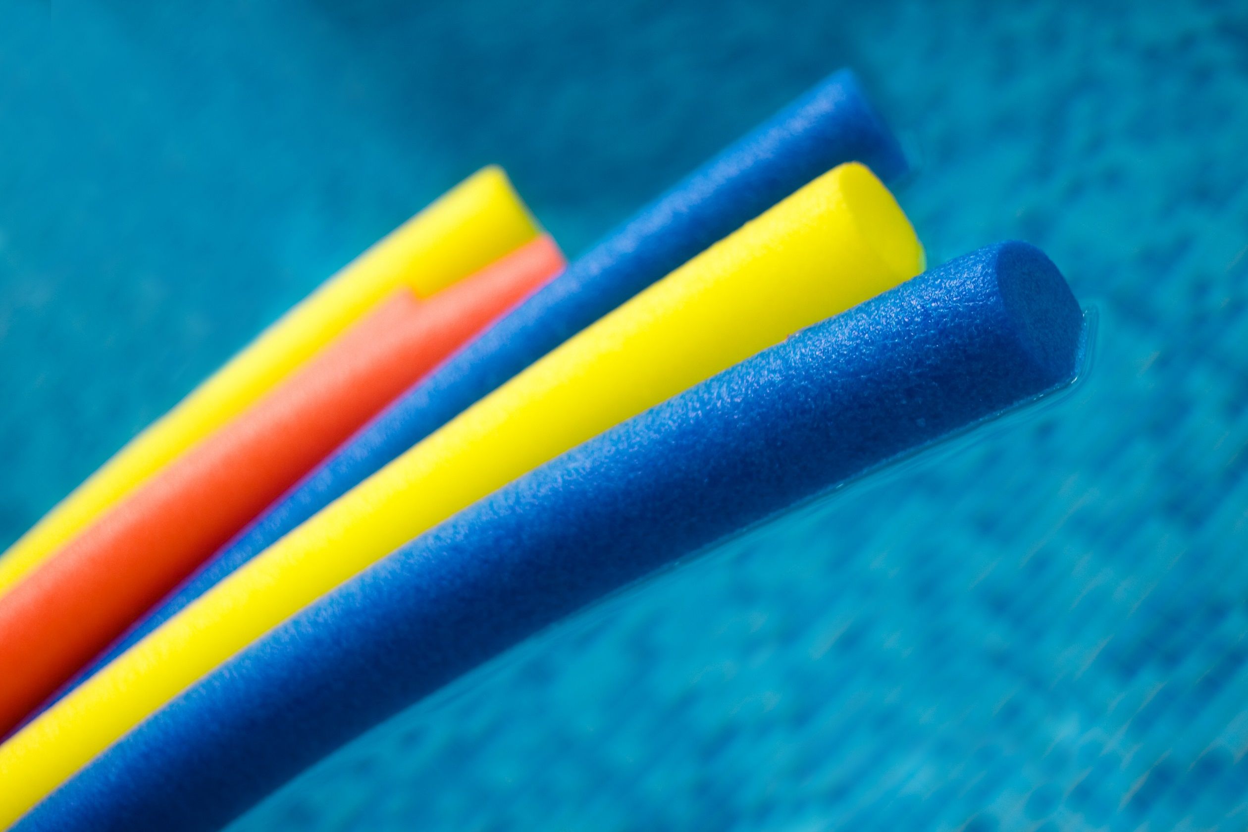 Pool noodles in water