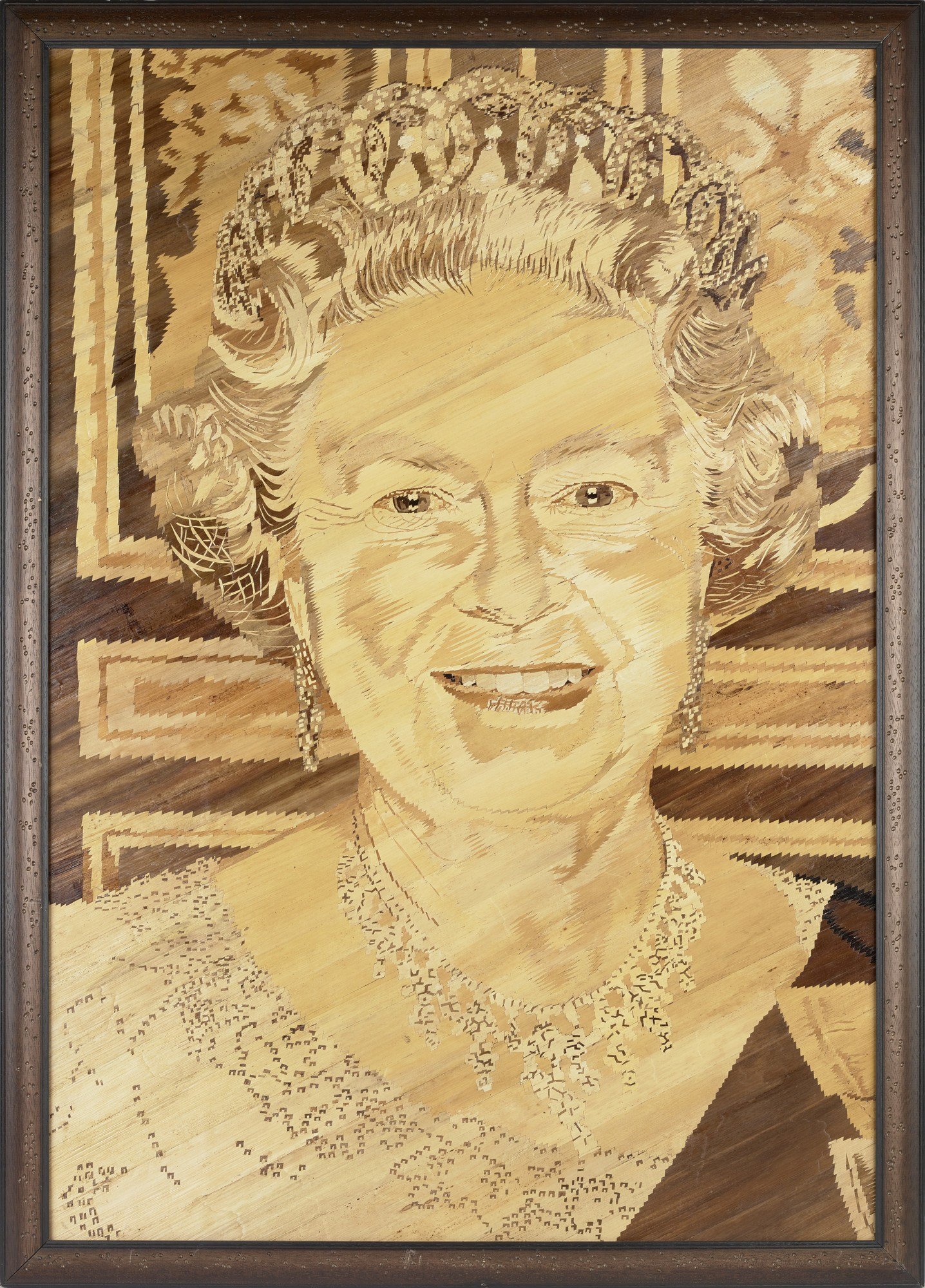 Queen Elizabeth Banana leaf portrait