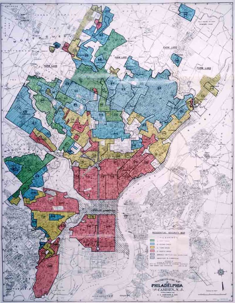 A map of Redlining in Philadelphia
