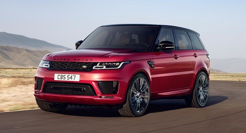 Shot of red 2018 Range Rover Sport in desert setting