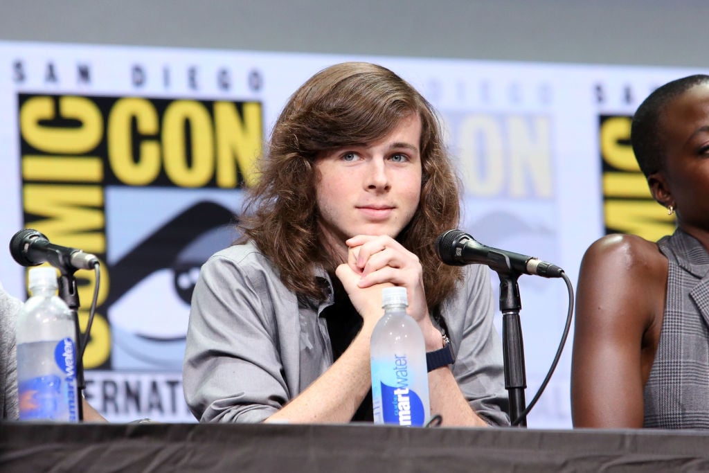 Actor Chandler Riggs from 'The Walking Dead' at the Hall H panel with AMC at San Diego Comic-Con International 2017. Actor Chandler Riggs from 'The Walking Dead' at the Hall H panel with AMC at San Diego Comic-Con International 2017.