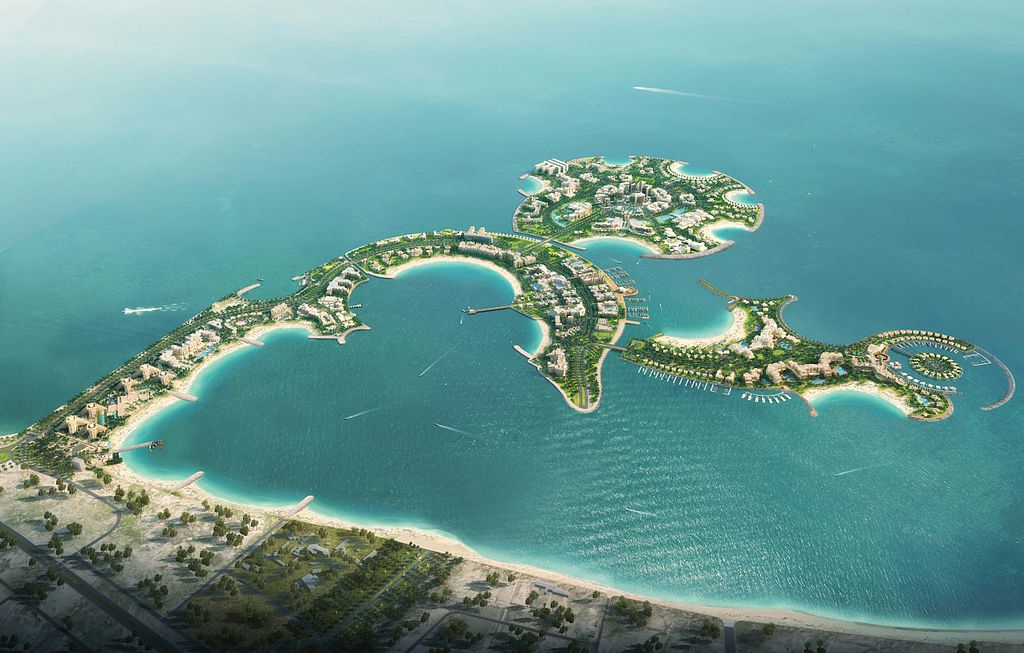 Aerial view of the curving Al Marjan Islands