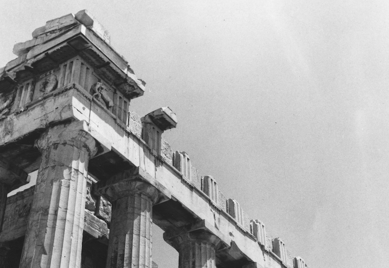 Athens sculpture and landmark seen from below. Athens sculpture and landmark seen from below.
