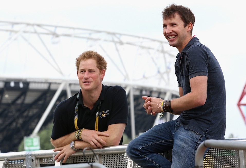 Prince Harry chats with singer James Blunt as he rehearses for the Invictus Games Closing Ceremony during the Invictus Games.