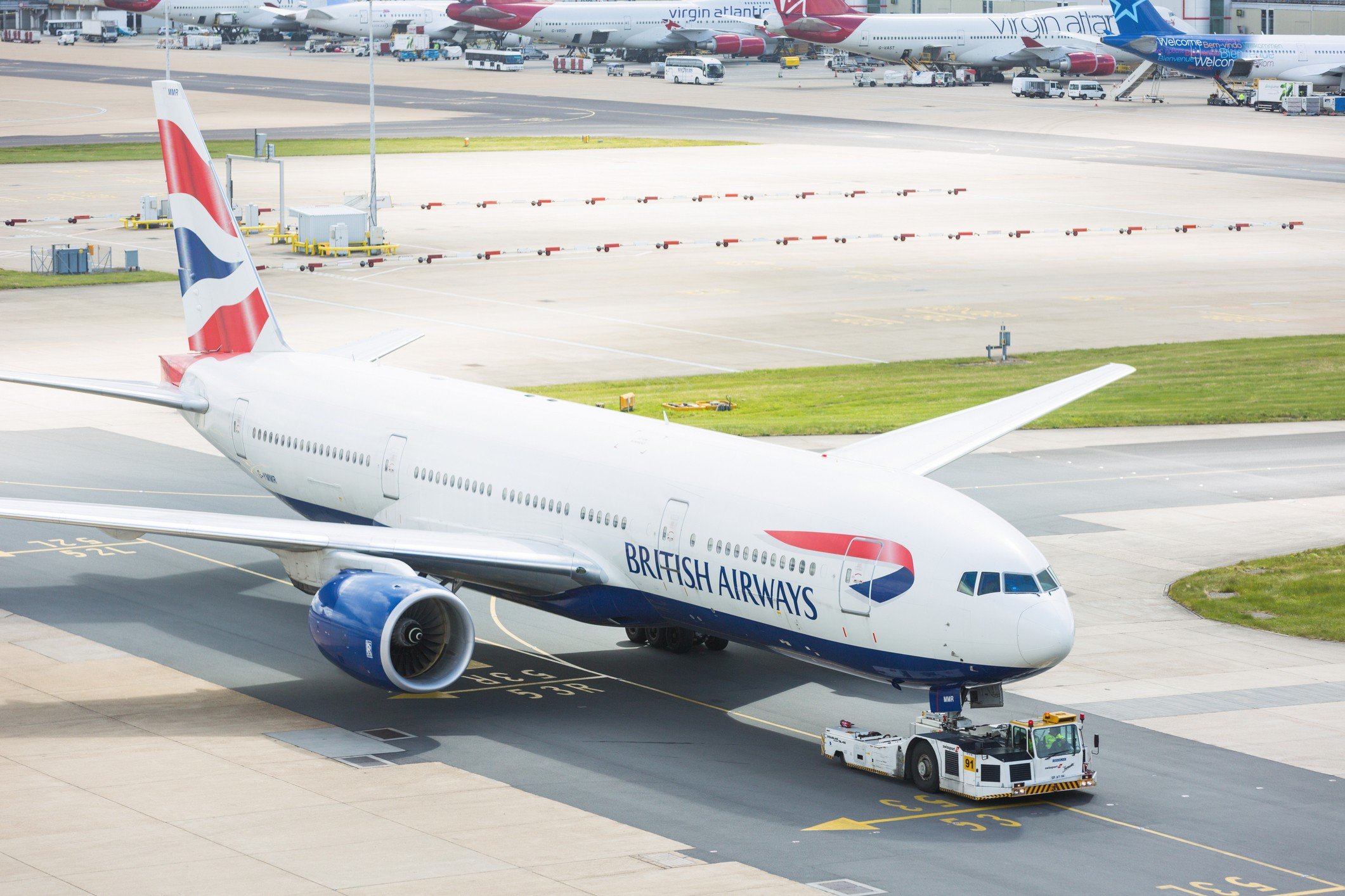 British Airways Boeing 777 at London Gatwick airport