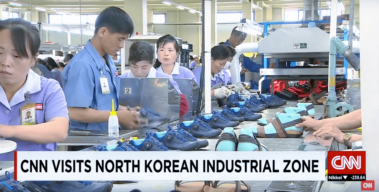 CNN shot of North Korean factory workers