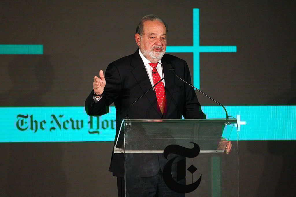Carlos Slim Helu speaking at New York Times event