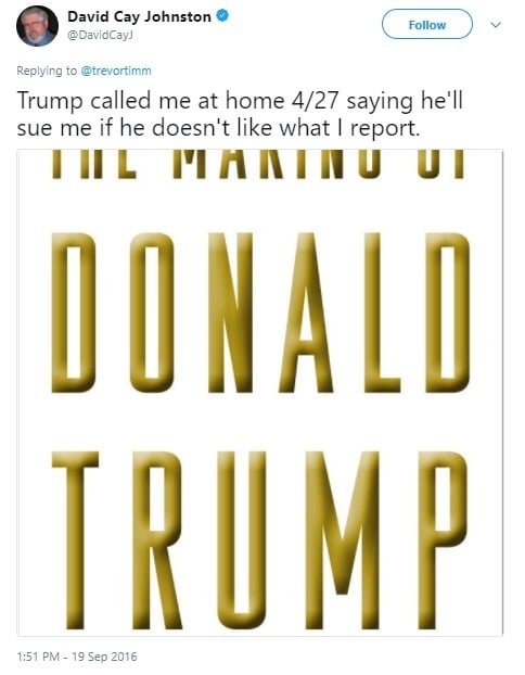 David Cay Johnston tweet about trump