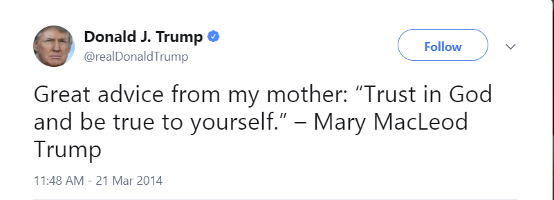 Donald Trump's tweet about advice from his mother