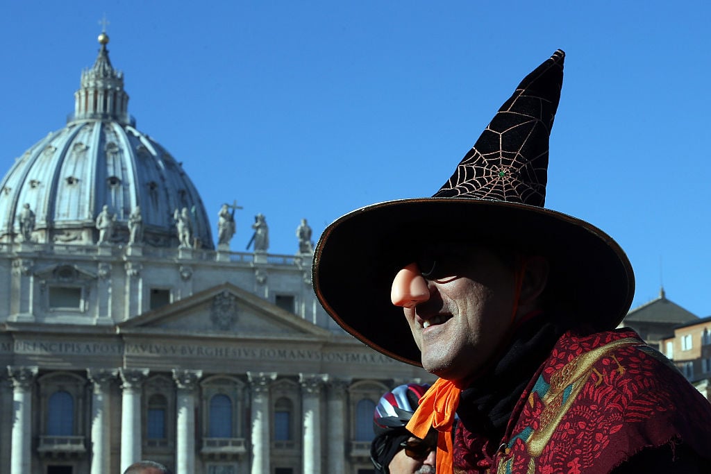 la befana in a pointed black hat walking past the vatican la befana in a pointed black hat walking past the vatican