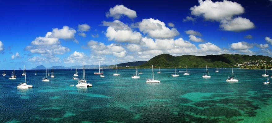 aerial view of Le Marin, Martinique island