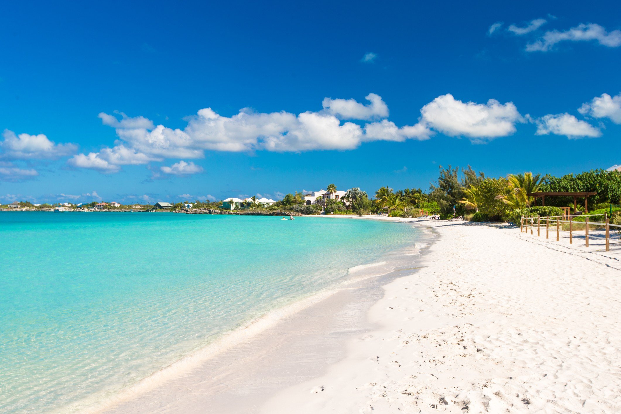 Ideal white beach in the Caribbean island