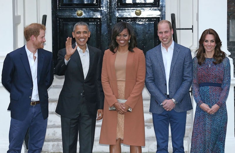 Prince Harry, US President Barack Obama, First Lady Michelle Obama, Prince William, Duke of Cambridge and Catherine, Duchess of Cambridge 