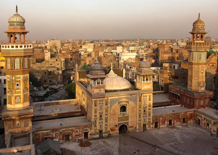 Rooftop view from the Wazir Khan Mosque in Pakistan
