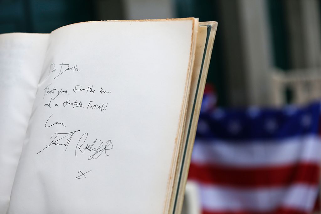 a page of a book signed by daniel radcliffe a page of a book signed by daniel radcliffe