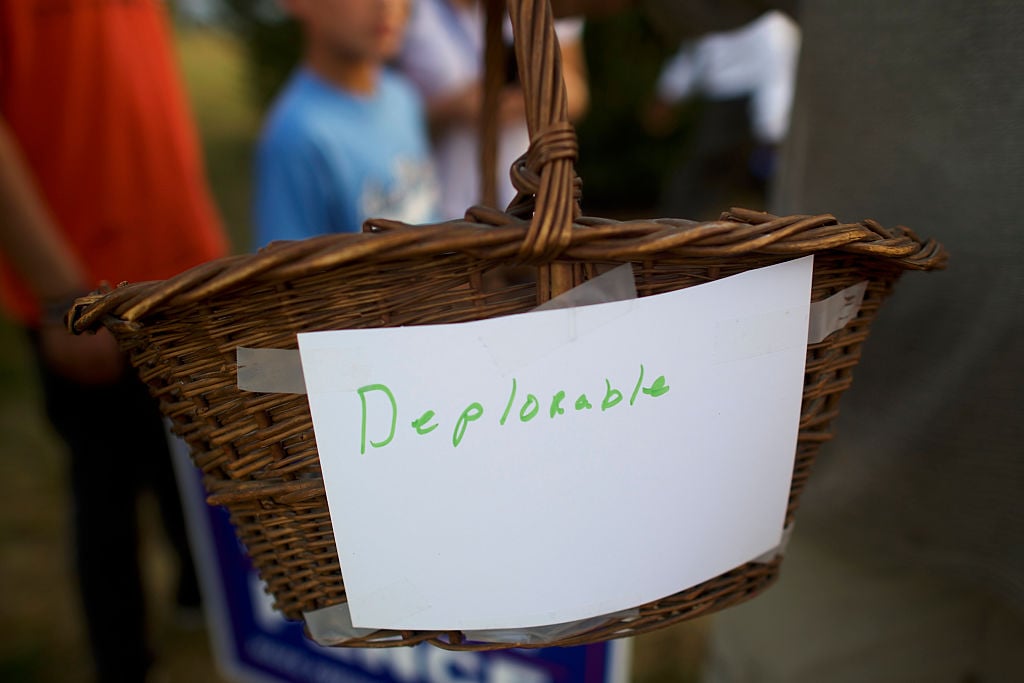 a basket with a "deplorable" label on it a basket with a "deplorable" label on it