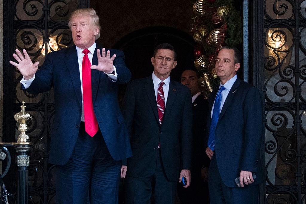 trump with flynn and transition team