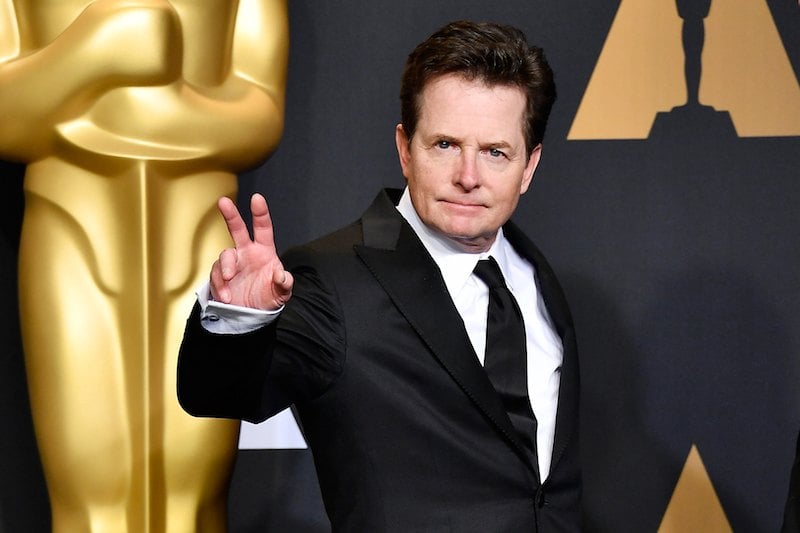 Actor Michael J. Fox poses in the press room Actor Michael J. Fox poses in the press room