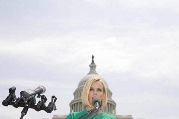 Jenny McCarthy in front of the capitol building.