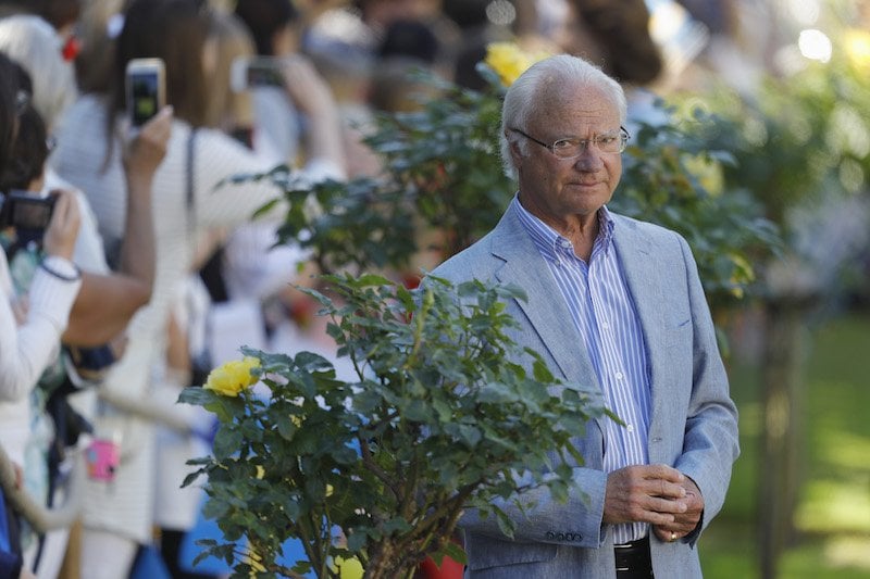 King Carl Gustaf of Sweden is seen in front of Solliden Palace 