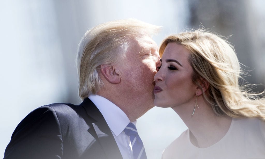 Donald Trump kisses his daughter Ivanka Trump 