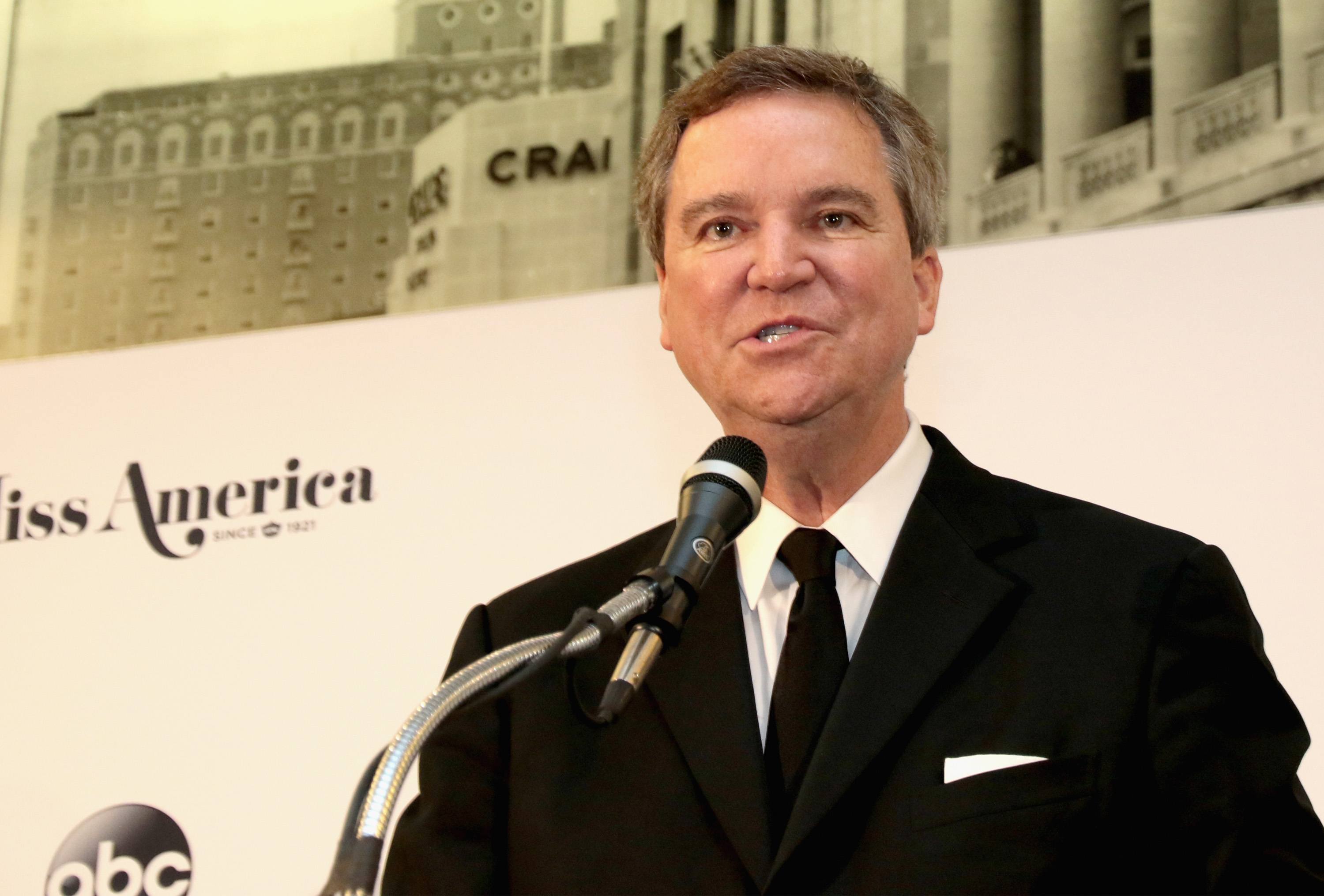Executive Chairman Sam Haskell, III speaks during the 2018 Miss America Competition Executive Chairman Sam Haskell, III speaks during the 2018 Miss America Competition