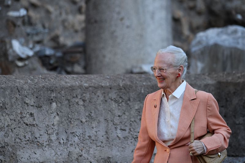 The Queen of Denmark Margrethe II visits a Danish-Italian excavation 