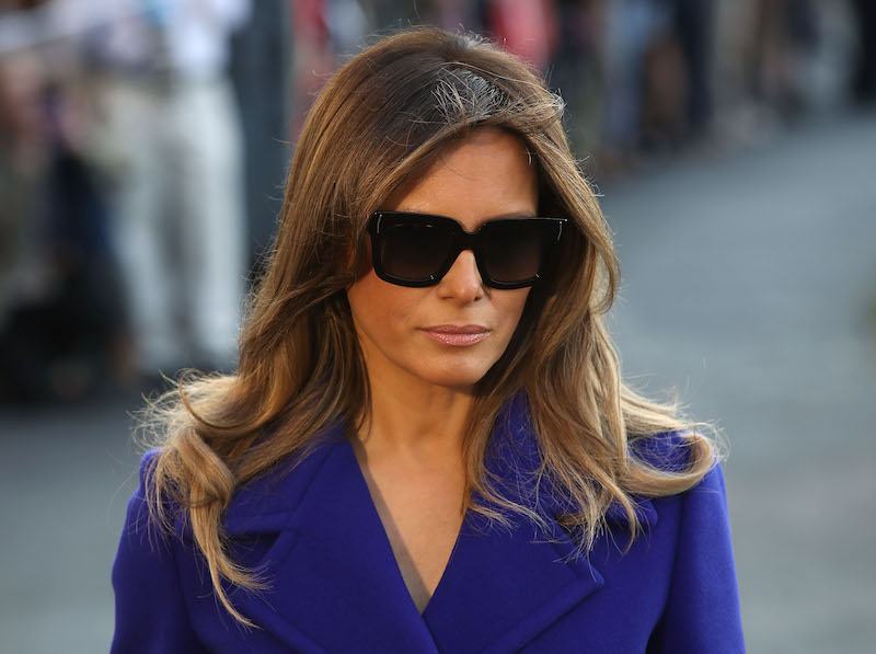 First lady Melania Trump prepares to depart with her husband US President Donald Trump