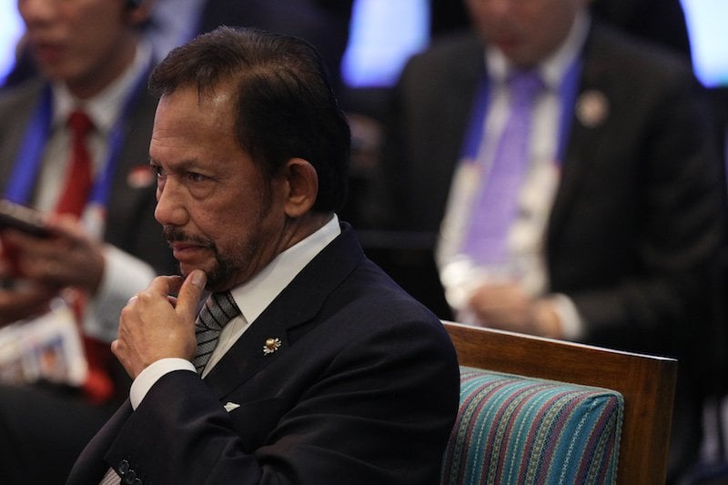 Brunei's Sultan Hassanal Bolkiah attends the opening session of the 31th Association of Southeast Asian Nations (ASEAN)