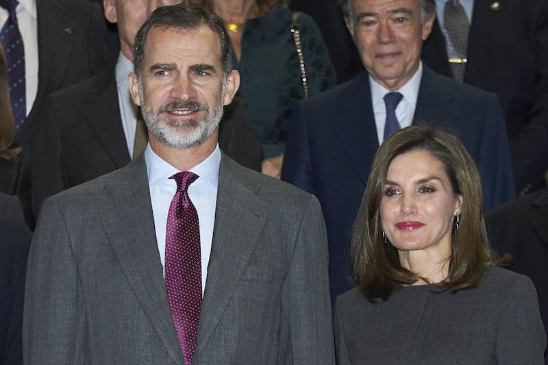 King Felipe VI of Spain and Queen Letizia of Spain attends a meeting at the National Library