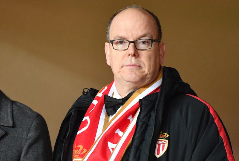 Prince Albert II of Monaco looks on during the French L1 football match 