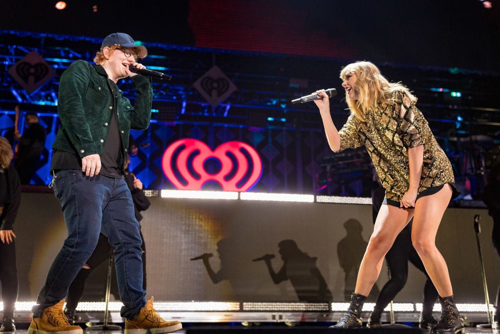 Ed Sheeran (L) and Taylor Swift perform onstage during 102.7 KIIS FM's Jingle Ball 2017 presented by Capital One at The Forum on December 1, 2017 in Inglewood, California.